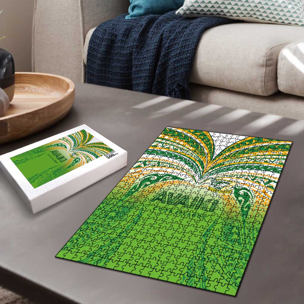 Cook Islands Rugby League Puzzle Avaiki Tatau Tribal Motifs White Color LT03 - Polynesian Pride