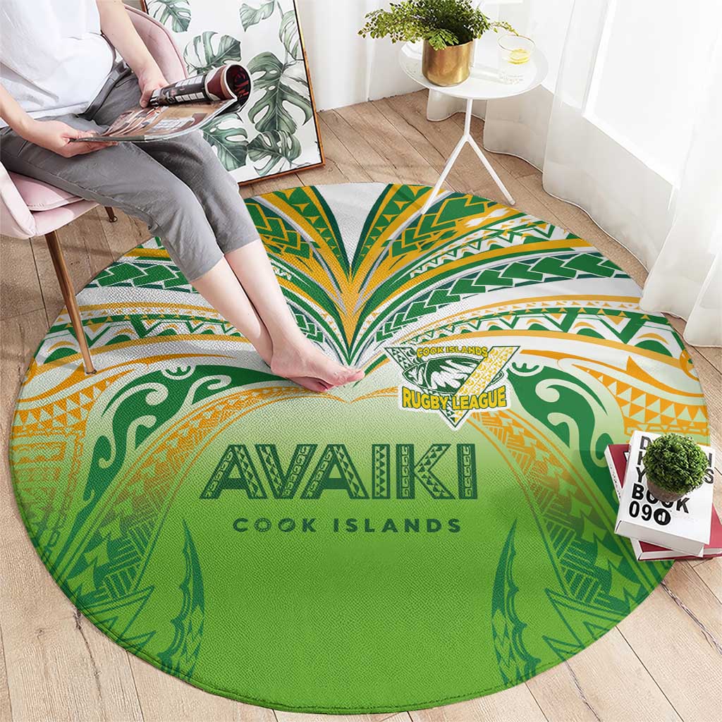 Cook Islands Rugby League Round Carpet Avaiki Tatau Tribal Motifs White Color LT03 - Polynesian Pride