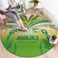 Cook Islands Rugby League Round Carpet Avaiki Tatau Tribal Motifs White Color LT03 - Polynesian Pride