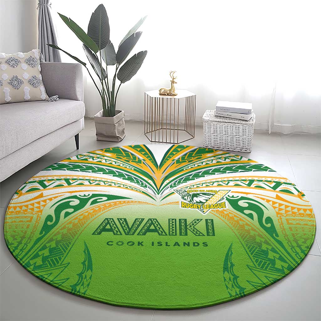 Cook Islands Rugby League Round Carpet Avaiki Tatau Tribal Motifs White Color LT03 - Polynesian Pride