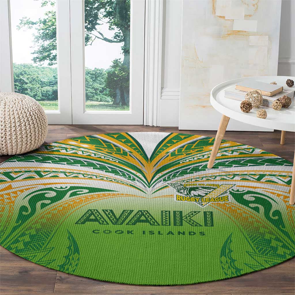 Cook Islands Rugby League Round Carpet Avaiki Tatau Tribal Motifs White Color LT03 - Polynesian Pride
