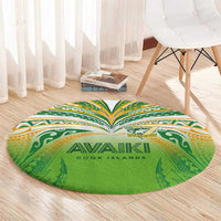 Cook Islands Rugby League Round Carpet Avaiki Tatau Tribal Motifs White Color LT03 - Polynesian Pride