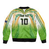 Custom Cook Islands Rugby League Sleeve Zip Bomber Jacket Avaiki Tatau Tribal Motifs White Color LT03 - Polynesian Pride