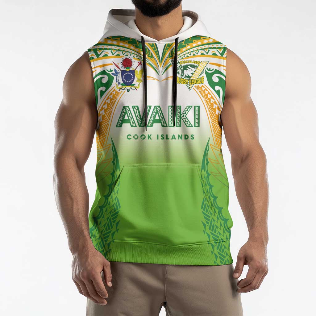 Custom Cook Islands Rugby League Sleeveless Hoodie Avaiki Tatau Tribal Motifs White Color LT03 - Polynesian Pride
