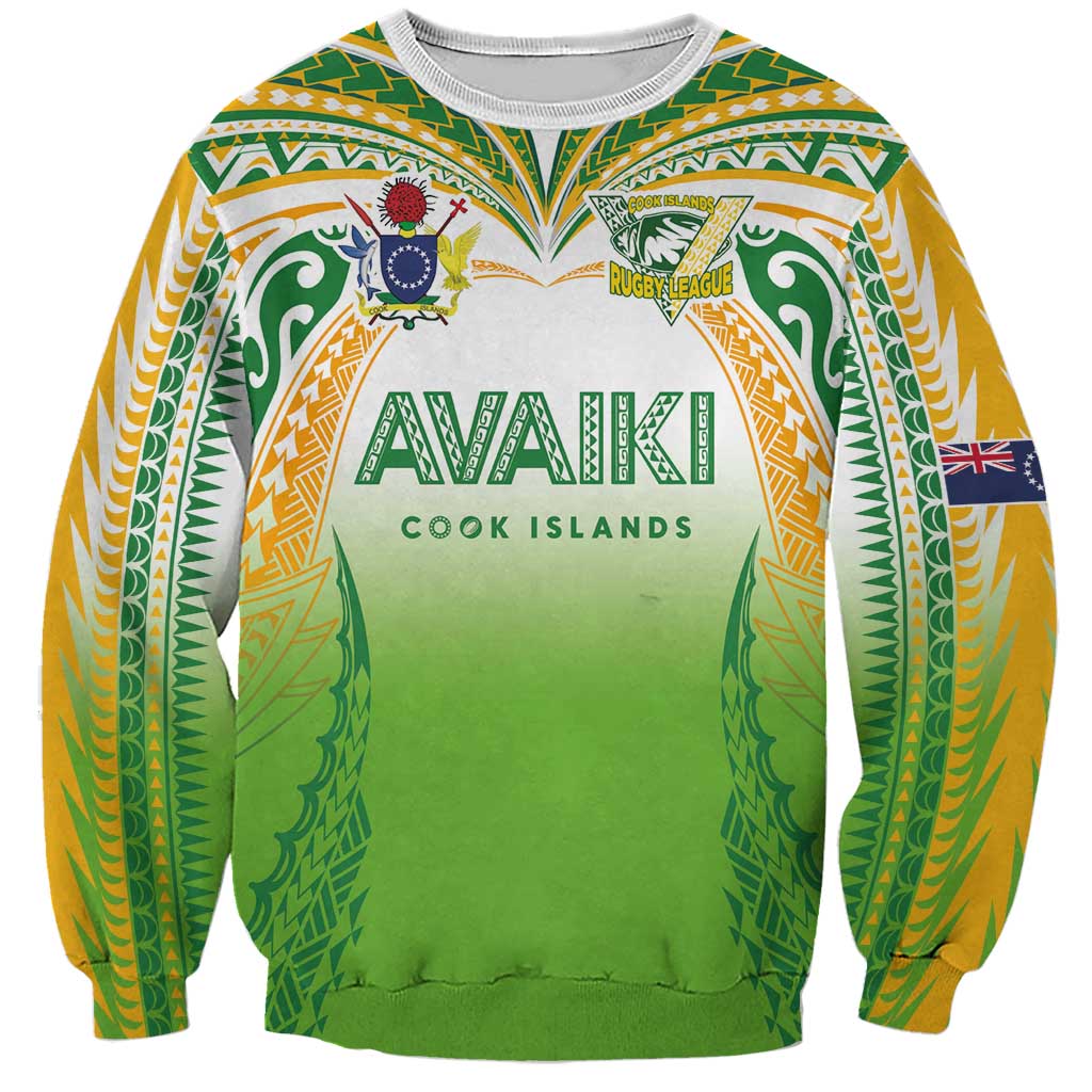 Custom Cook Islands Rugby League Sweatshirt Avaiki Tatau Tribal Motifs White Color LT03 Unisex White - Polynesian Pride