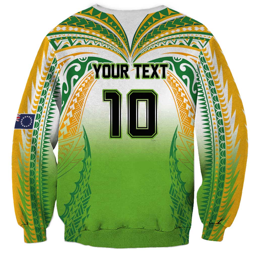 Custom Cook Islands Rugby League Sweatshirt Avaiki Tatau Tribal Motifs White Color LT03 - Polynesian Pride