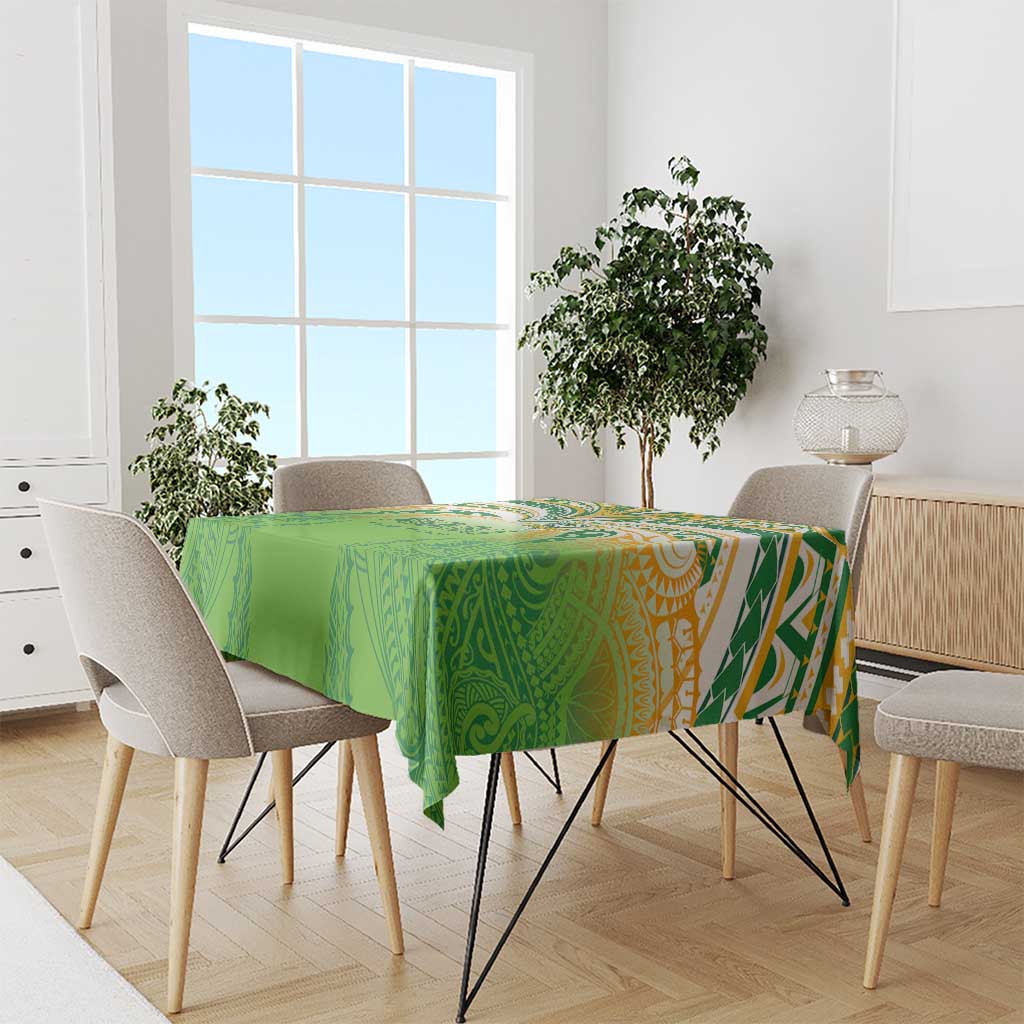 Cook Islands Rugby League Tablecloth Avaiki Tatau Tribal Motifs White Color - Polynesian Pride