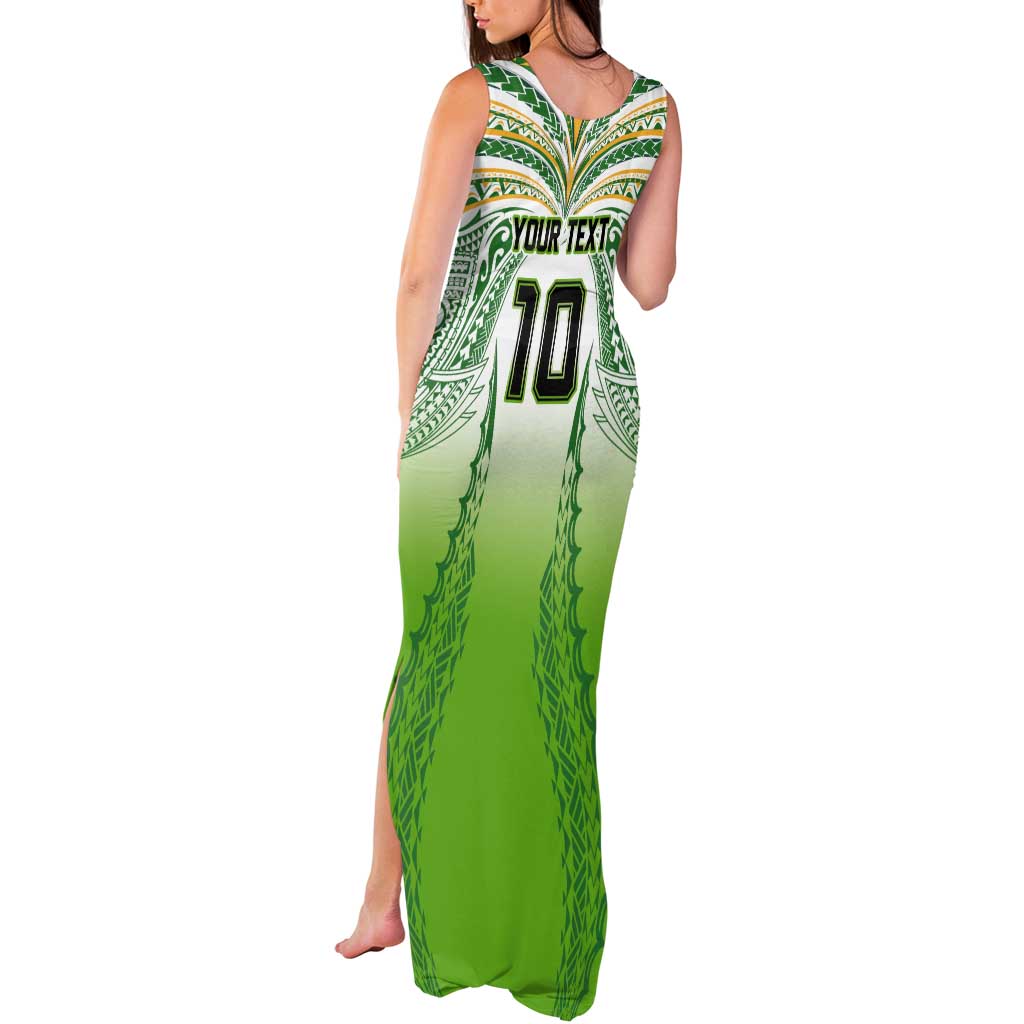 Custom Cook Islands Rugby League Tank Maxi Dress Avaiki Tatau Tribal Motifs White Color LT03 - Polynesian Pride