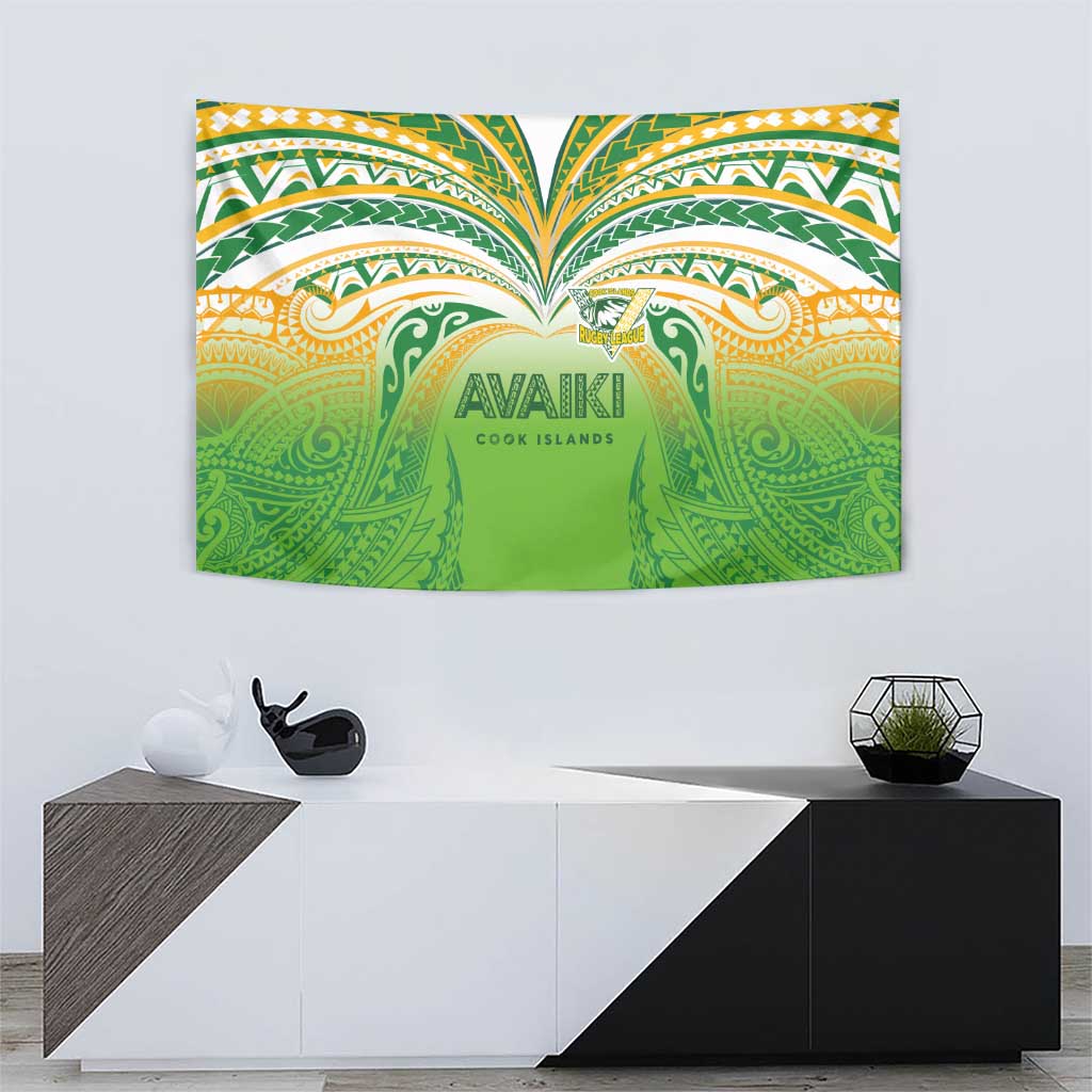 Cook Islands Rugby League Tapestry Avaiki Tatau Tribal Motifs White Color LT03 - Polynesian Pride