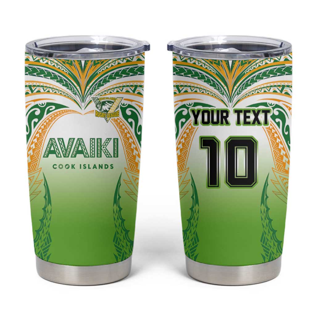Custom Cook Islands Rugby League Tumbler Cup Avaiki Tatau Tribal Motifs White Color LT03 White - Polynesian Pride