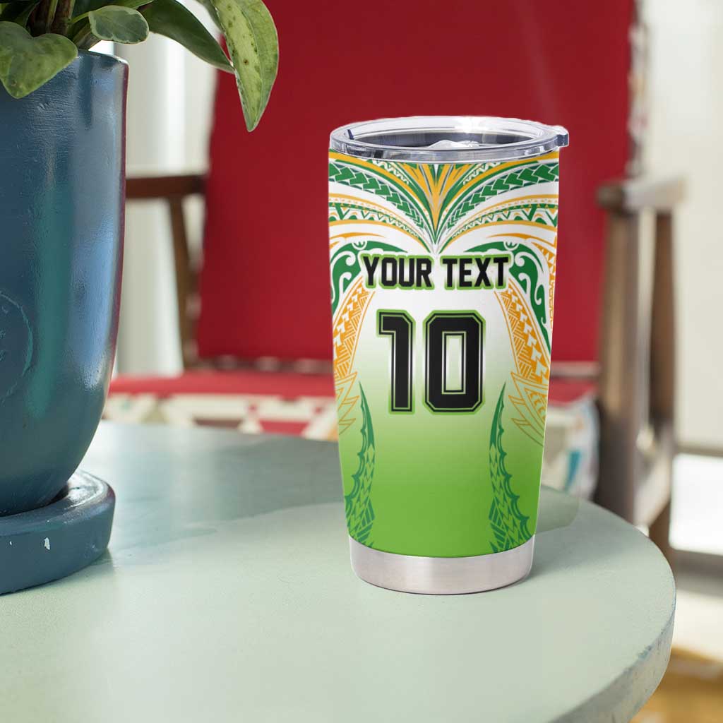 Custom Cook Islands Rugby League Tumbler Cup Avaiki Tatau Tribal Motifs White Color LT03 - Polynesian Pride
