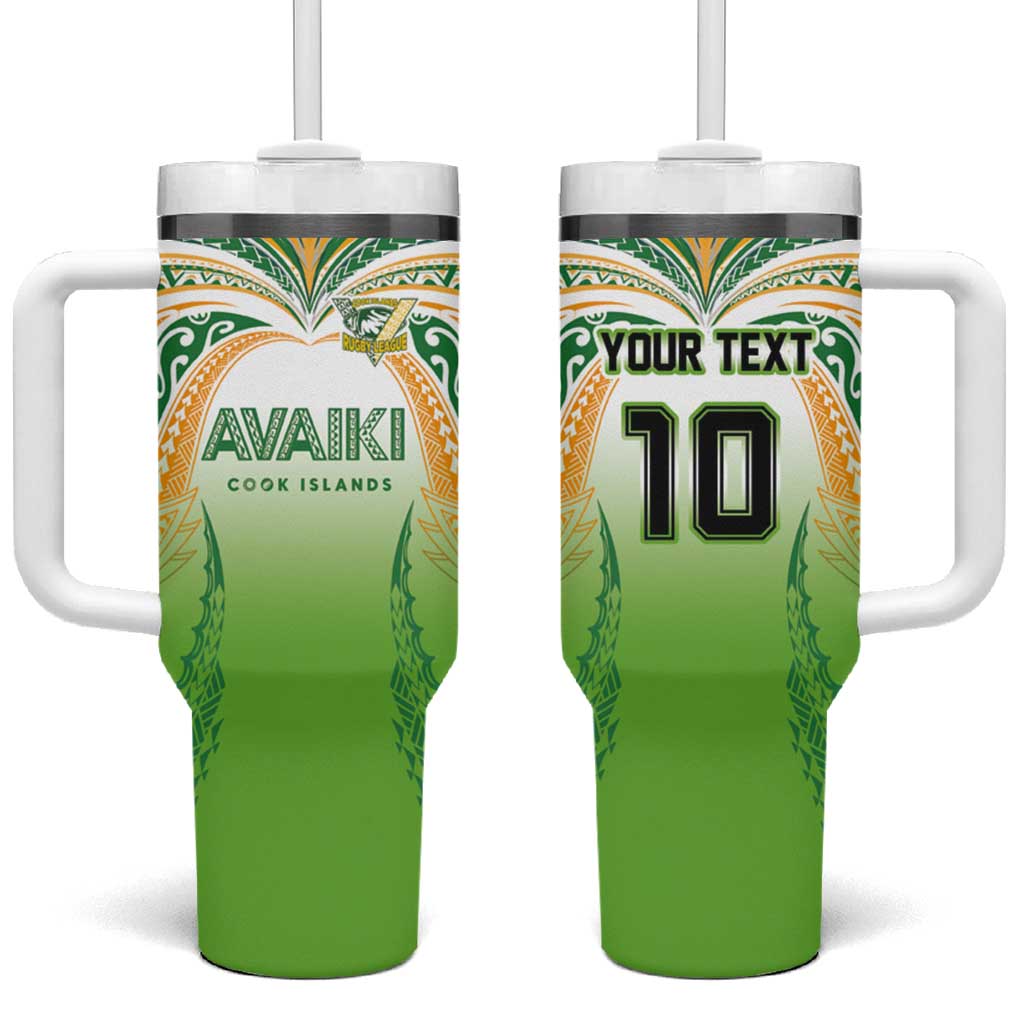 Custom Cook Islands Rugby League Tumbler With Handle Avaiki Tatau Tribal Motifs White Color LT03 One Size: 40 oz White - Polynesian Pride