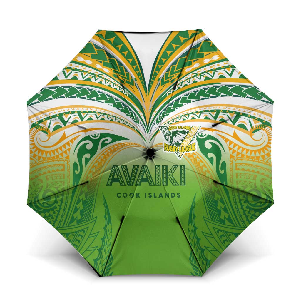 Cook Islands Rugby League Umbrella Avaiki Tatau Tribal Motifs White Color LT03 One Size Folded 11.42 inch Opened Diameter 37.4 inch White - Polynesian Pride