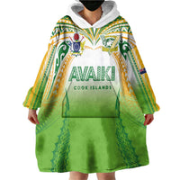 Custom Cook Islands Rugby League Wearable Blanket Hoodie Avaiki Tatau Tribal Motifs White Color LT03 - Polynesian Pride