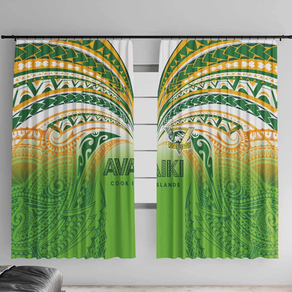 Cook Islands Rugby League Window Curtain Avaiki Tatau Tribal Motifs White Color LT03 With Hooks White - Polynesian Pride