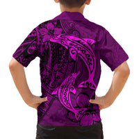 Polynesian Dolphin Valentine Day Kid Hawaiian Shirt Hibiscus and Tribal Tattoo Pink Style LT03 - Polynesian Pride