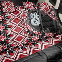 Red Taniko Motif Aotearoa Manaia and Silver Fern Back Car Seat Cover LT03 - Polynesian Pride