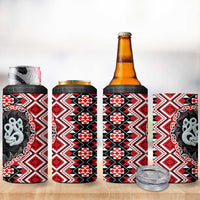 Red Taniko Motif Aotearoa Manaia and Silver Fern 4 in 1 Can Cooler Tumbler LT03 - Polynesian Pride