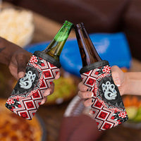 Red Taniko Motif Aotearoa Manaia and Silver Fern 4 in 1 Can Cooler Tumbler LT03 - Polynesian Pride
