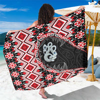 Red Taniko Motif Aotearoa Manaia and Silver Fern Sarong LT03 One Size 44 x 66 inches Red - Polynesian Pride