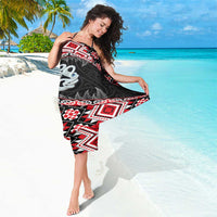 Red Taniko Motif Aotearoa Manaia and Silver Fern Sarong LT03 - Polynesian Pride