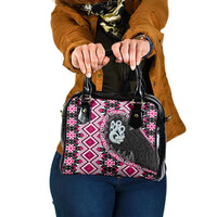 Pink Taniko Motif Aotearoa Manaia and Silver Fern Shoulder Handbag LT03 One Size Pink - Polynesian Pride