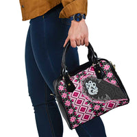 Pink Taniko Motif Aotearoa Manaia and Silver Fern Shoulder Handbag LT03 - Polynesian Pride