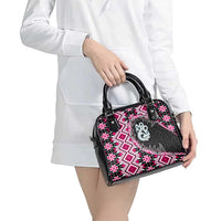 Pink Taniko Motif Aotearoa Manaia and Silver Fern Shoulder Handbag LT03 - Polynesian Pride