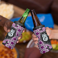 Purple Taniko Motif Aotearoa Manaia and Silver Fern 4 in 1 Can Cooler Tumbler LT03 - Polynesian Pride