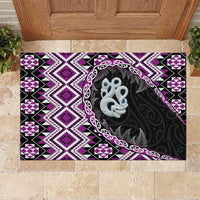 Purple Taniko Motif Aotearoa Manaia and Silver Fern Rubber Doormat LT03 Purple - Polynesian Pride