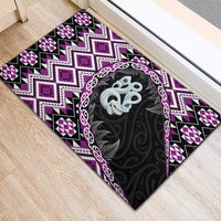 Purple Taniko Motif Aotearoa Manaia and Silver Fern Rubber Doormat LT03 - Polynesian Pride