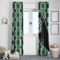 Green Taniko Motif Aotearoa Manaia and Silver Fern Window Curtain LT03 - Polynesian Pride