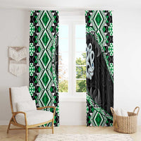 Green Taniko Motif Aotearoa Manaia and Silver Fern Window Curtain LT03 - Polynesian Pride