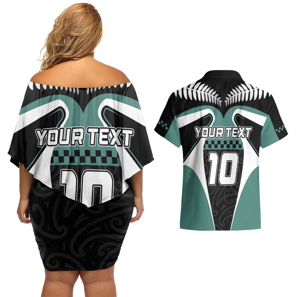 Custom New Zealand Bicycle 2025 Couples Matching Off Shoulder Short Dress and Hawaiian Shirt LT03 - Polynesian Pride