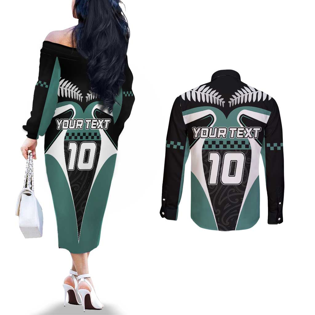 Custom New Zealand Bicycle 2025 Couples Matching Off The Shoulder Long Sleeve Dress and Long Sleeve Button Shirt LT03 - Polynesian Pride