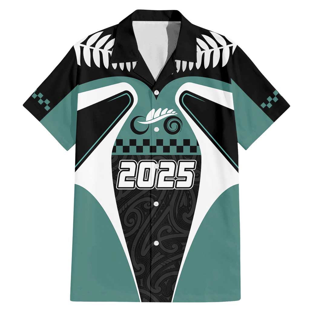 Custom New Zealand Bicycle 2025 Family Matching Mermaid Dress and Hawaiian Shirt LT03 Dad's Shirt - Short Sleeve Black-Teal - Polynesian Pride