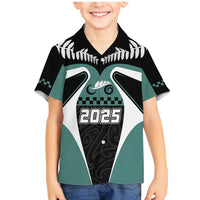 Custom New Zealand Bicycle 2025 Family Matching Mermaid Dress and Hawaiian Shirt LT03 Son's Shirt Black-Teal - Polynesian Pride