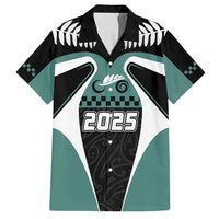 Custom New Zealand Bicycle 2025 Family Matching Off Shoulder Maxi Dress and Hawaiian Shirt LT03 Dad's Shirt - Short Sleeve Black-Teal - Polynesian Pride