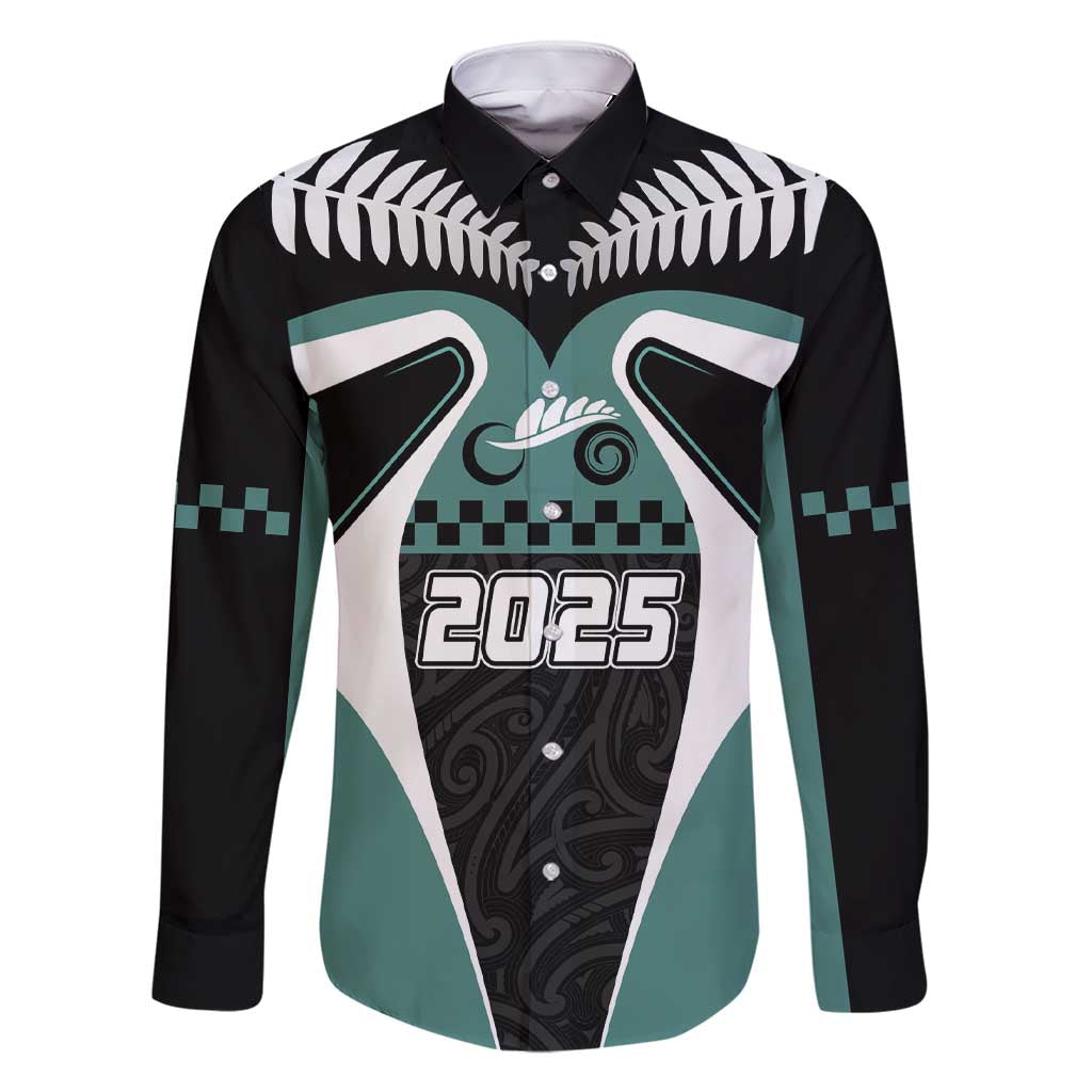 Custom New Zealand Bicycle 2025 Family Matching Short Sleeve Bodycon Dress and Hawaiian Shirt LT03 Dad's Shirt - Long Sleeve Black-Teal - Polynesian Pride