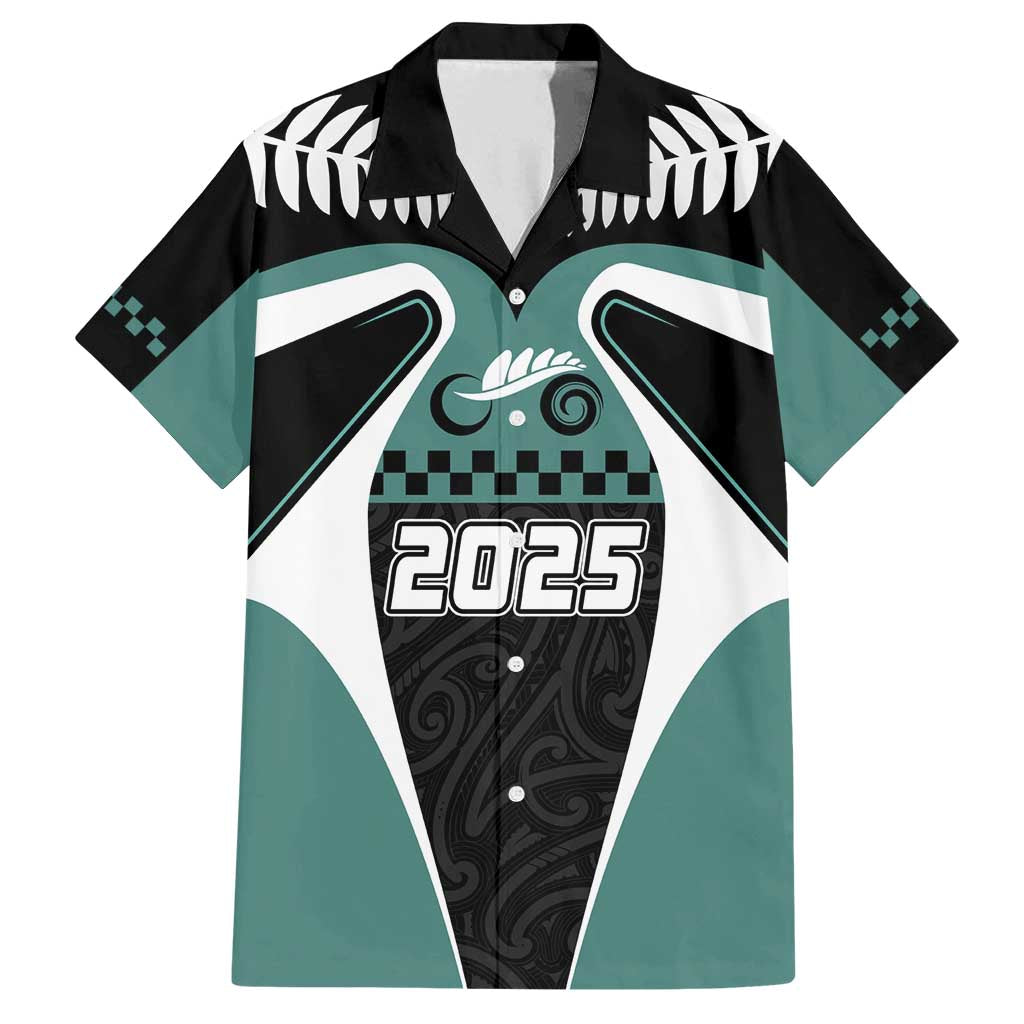 Custom New Zealand Bicycle 2025 Family Matching Summer Maxi Dress and Hawaiian Shirt LT03 Dad's Shirt - Short Sleeve Black-Teal - Polynesian Pride