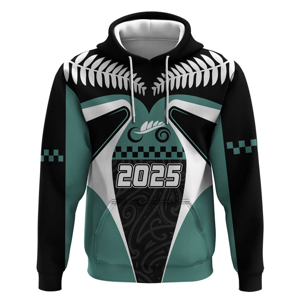 Custom New Zealand Bicycle 2025 Zip Hoodie LT03 Pullover Hoodie Black-Teal - Polynesian Pride