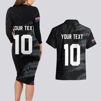 Custom New Zealand Football-Towards World Cup 2026 Couples Matching Long Sleeve Bodycon Dress and Hawaiian Shirt LT03 - Polynesian Pride