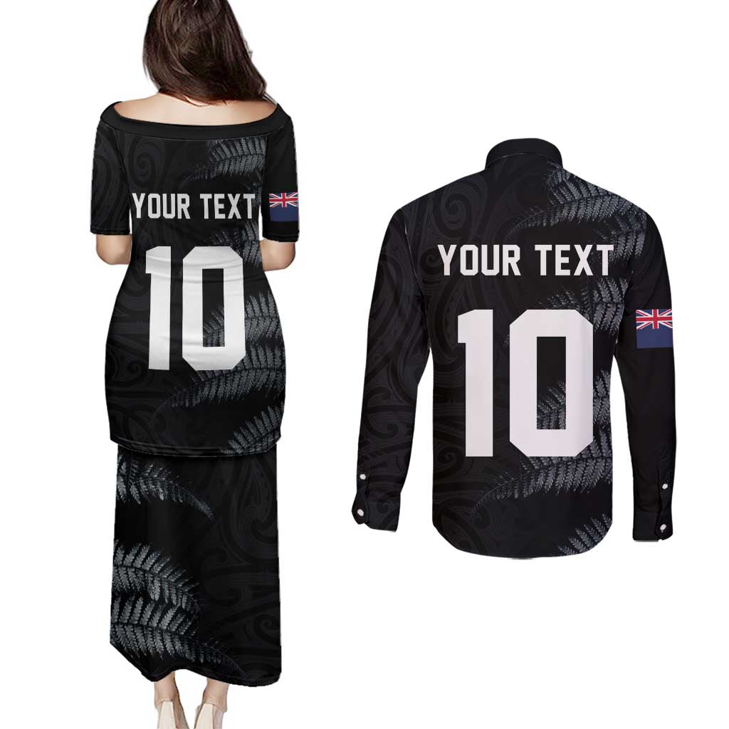 Custom New Zealand Football-Towards World Cup 2026 Couples Matching Puletasi and Long Sleeve Button Shirt LT03 - Polynesian Pride