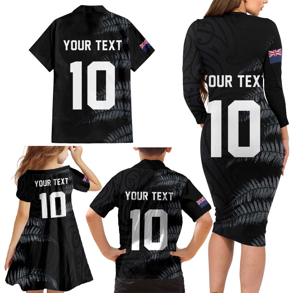 Custom New Zealand Football-Towards World Cup 2026 Family Matching Long Sleeve Bodycon Dress and Hawaiian Shirt LT03 - Polynesian Pride