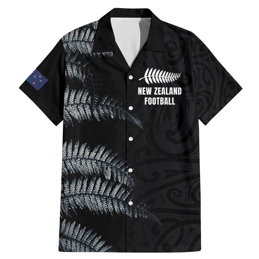 Custom New Zealand Football-Towards World Cup 2026 Family Matching Mermaid Dress and Hawaiian Shirt LT03 Dad's Shirt - Short Sleeve Black - Polynesian Pride
