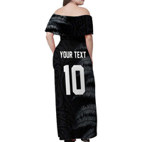 Custom New Zealand Football-Towards World Cup 2026 Family Matching Off Shoulder Maxi Dress and Hawaiian Shirt LT03 - Polynesian Pride
