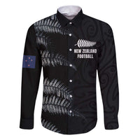 Custom New Zealand Football-Towards World Cup 2026 Family Matching Puletasi and Hawaiian Shirt LT03 Dad's Shirt - Long Sleeve Black - Polynesian Pride
