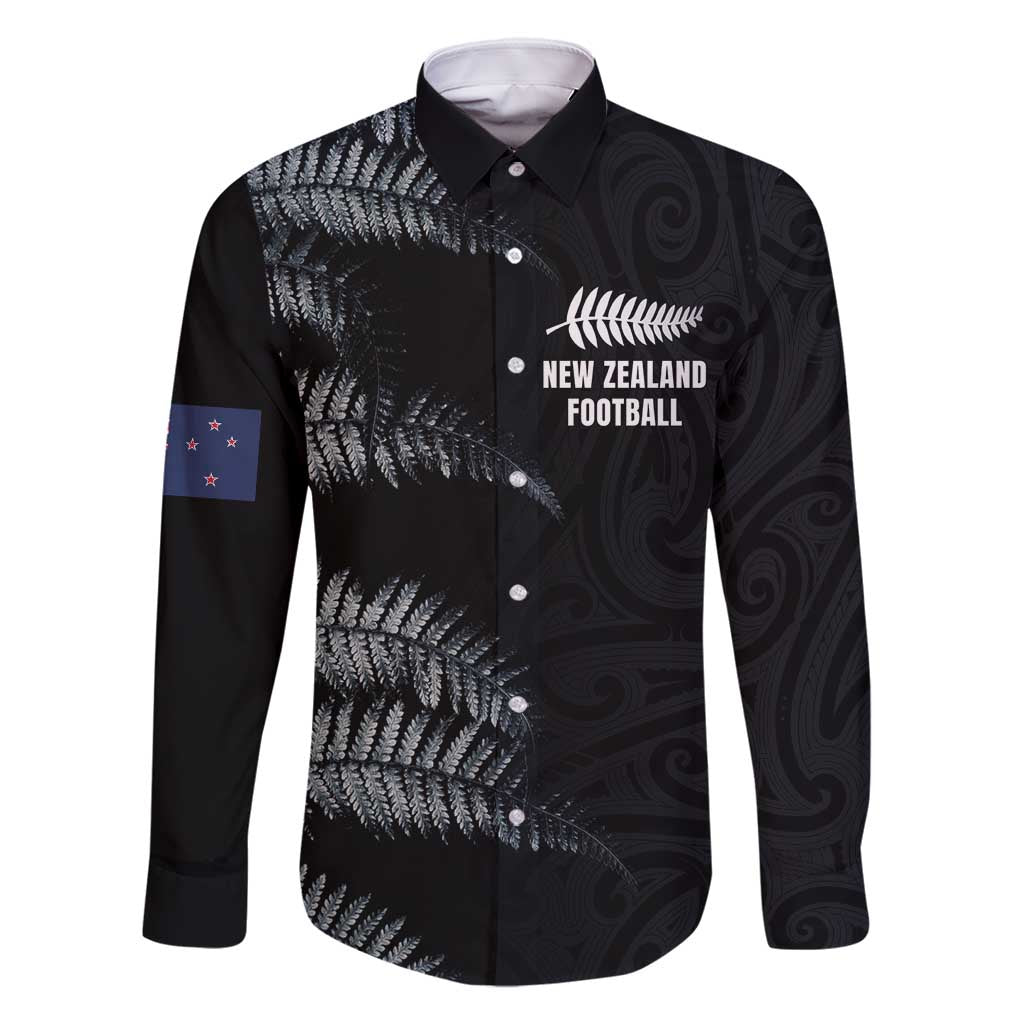 Custom New Zealand Football-Towards World Cup 2026 Family Matching Tank Maxi Dress and Hawaiian Shirt LT03 Dad's Shirt - Long Sleeve Black - Polynesian Pride