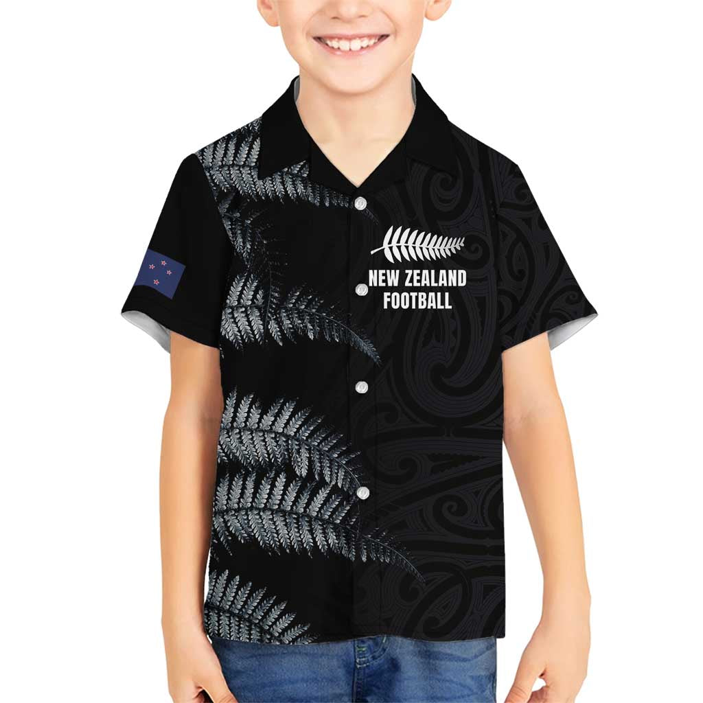 Custom New Zealand Football-Towards World Cup 2026 Family Matching Tank Maxi Dress and Hawaiian Shirt LT03 Son's Shirt Black - Polynesian Pride