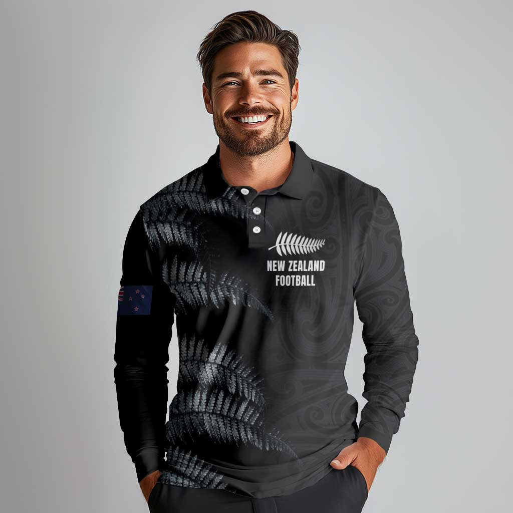 Custom New Zealand Football-Towards World Cup 2026 Long Sleeve Polo Shirt LT03 - Polynesian Pride